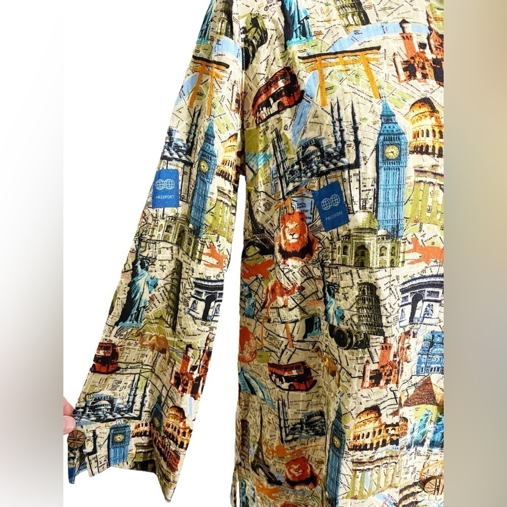 John Mark Top Womens World Traveler Tunic Multicolor Novelty Wire Collar - Picture 5 of 13